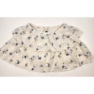 Universal Thread Floral Ruffle Skirt M Cream Blue Cottagecore Boho